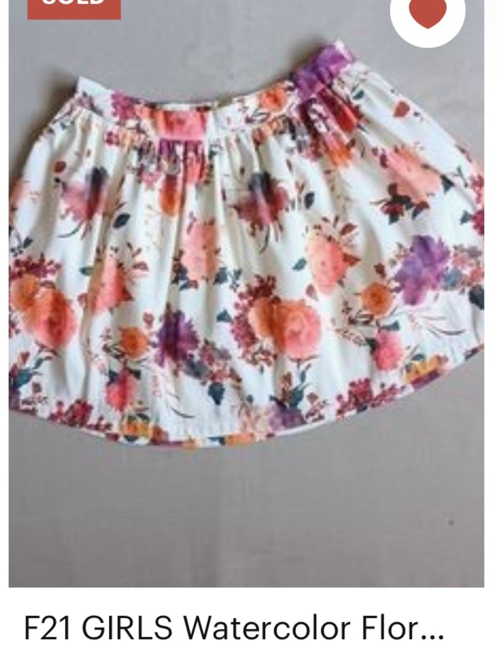 F21 GIRLS Watercolor Floral Skirt